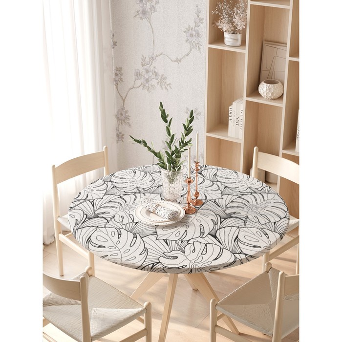 фото Круглая скатерть на резинке, размер 140х140 см, диаметр 105-120 см joyarty