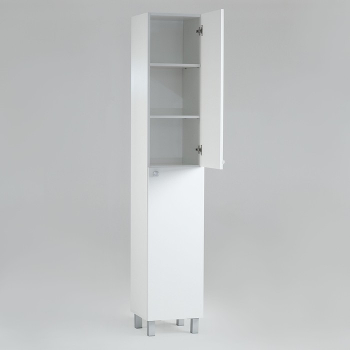 фото Пенал для ванной комнаты с зеркалом, белый, 45 х 34 х 185 см