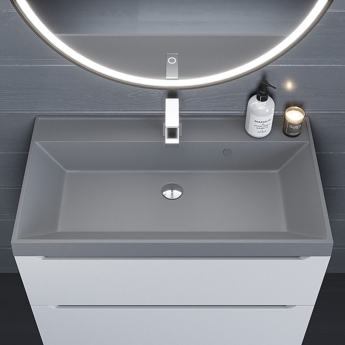 фото Раковина uperwood classic quartz 80 см, кварцевая, серая матовая, бетон