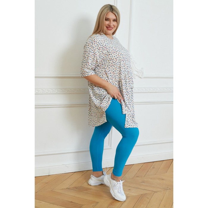 фото Леггинсы женские, размер 56, цвет светло-голубой luxury plus