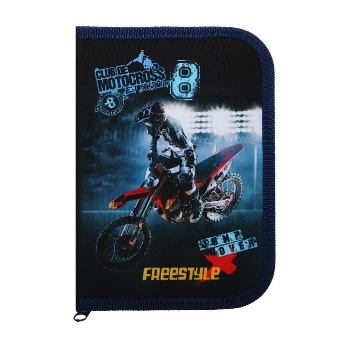 фото Пенал 1 секция 130 х 190 х 30 мм, с откидной планкой, текстильный, оникс пкт 07-20 "мотофристайлер" 70634