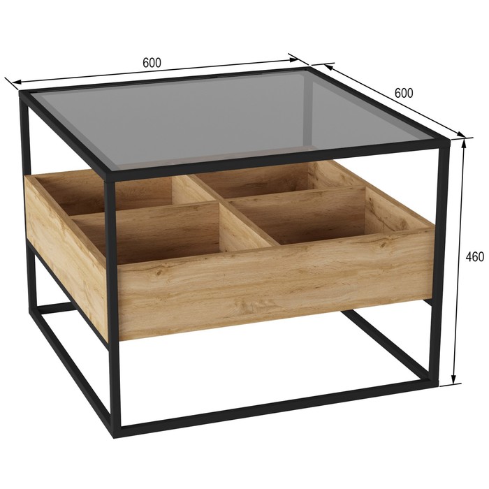 фото Стол журнальный «кассо», 600×600×460 мм, цвет дуб вотан калифорния