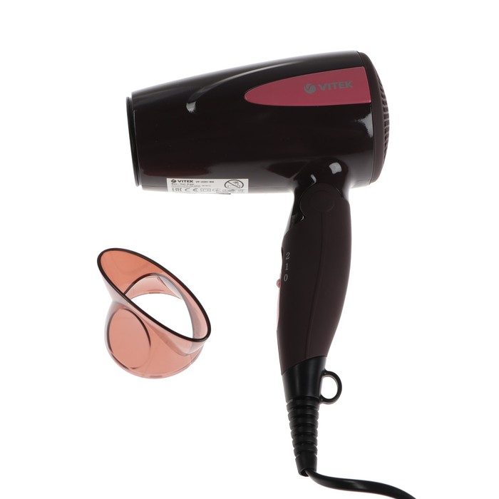 Фен Vitek VT-2261, 1300 Вт, 2 режима, 2 скорости, концентратор, шнур 1.8 м, чёрно-красный
Фен Vitek VT-2261, 1300 Вт, 2 режима, 2 скорости, концентратор, шнур 1.8 м, чёрно-красный