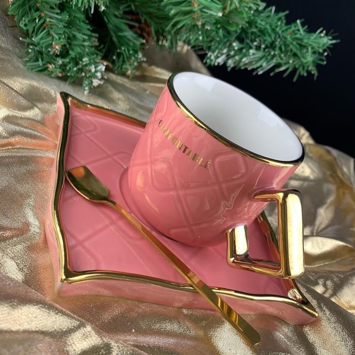 фото Чашка с блюдцем и ложкой lenardi, 210 мл