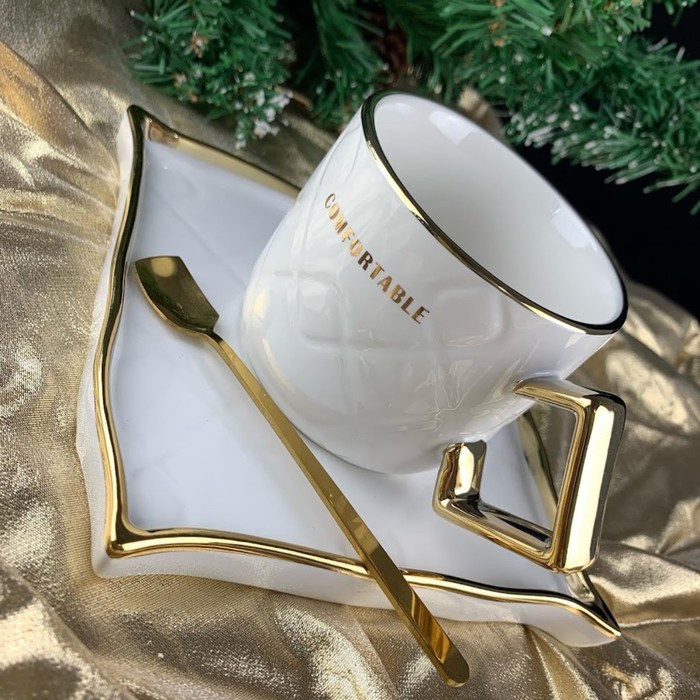 фото Чашка с блюдцем и ложкой lenardi, 210 мл