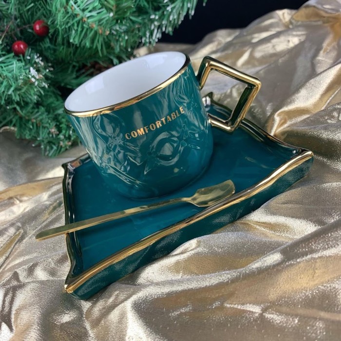 фото Чашка с блюдцем и ложкой lenardi, 210 мл