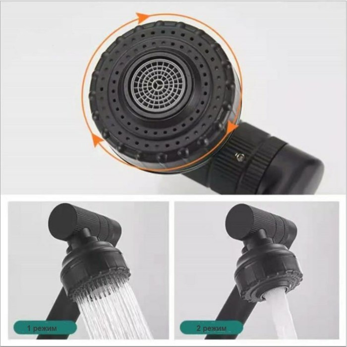 фото Смеситель для кухни и раковины fashun a4017-7, однорычажный, с поворотным изливом, черный