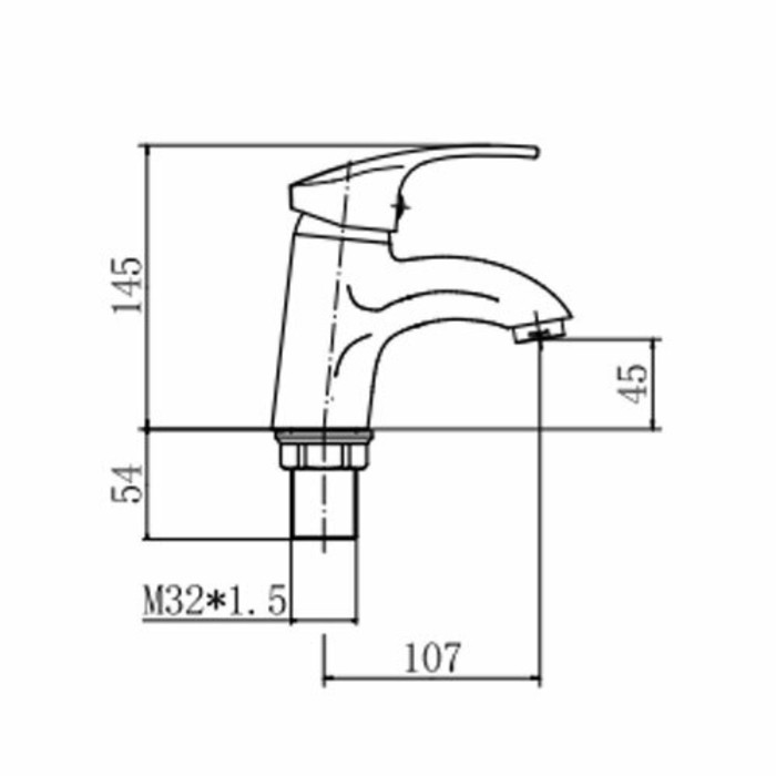 фото Смеситель для раковины fashun a1021, однорычажный, излив 107 мм, латунь, хром