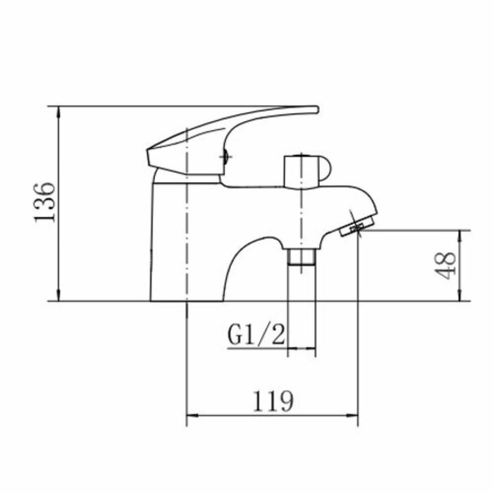 фото Смеситель для раковины fashun a1221, однорычажный, излив 119 мм, с ручной лейкой, хром