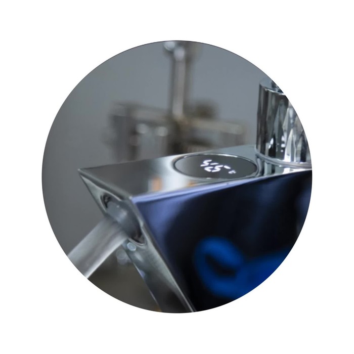 фото Смеситель для раковины fashun a4020, одновентильный, излив 107 мм, дисплей, латунь, хром