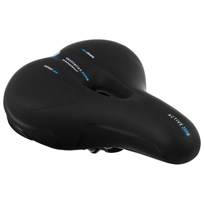 фото Седло широкое, цвет чёрный/синий