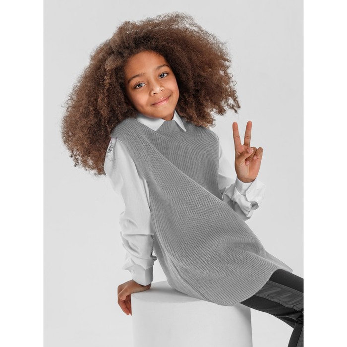 фото Жилет для девочки knit long, рост 128 см, цвет серый amarobaby
