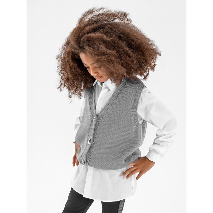 фото Жилет для девочки knit mild, рост 122 см, цвет серый amarobaby