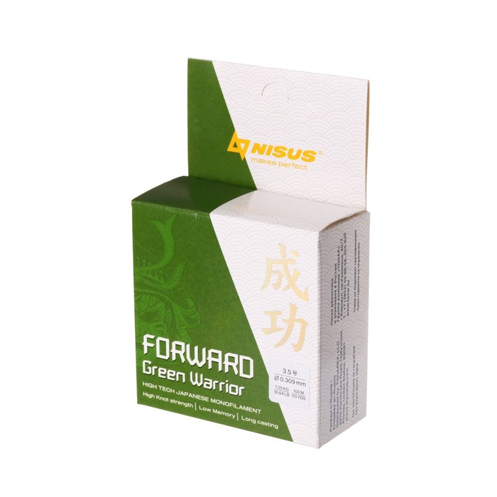 фото Леска nisus forward warrior, диаметр 0.309 мм, тест 7.55 кг, 100 м, зелёная