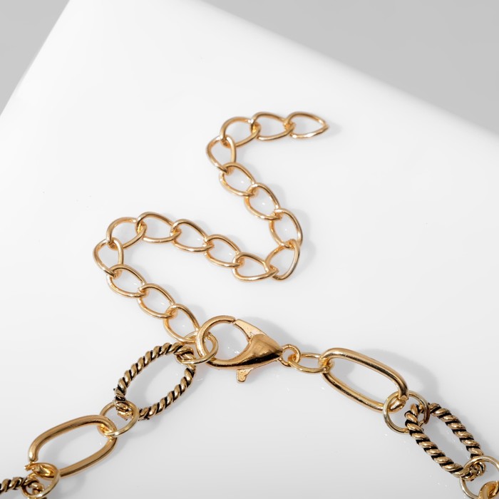 фото Браслет металл "подвески" мишка, цвет золото, 7см queen fair