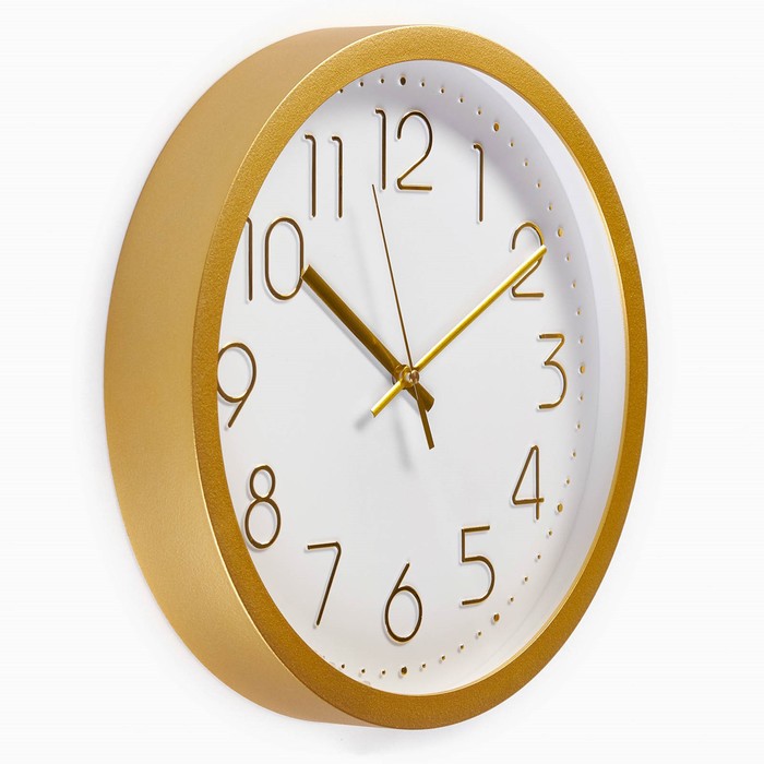 фото Часы настенные, серия: классика, плавный ход, d-30.5 см, золото тройка