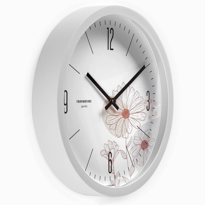 фото Часы настенные, серия: интерьер, "цветы", плавный ход, d-30.5 см тройка