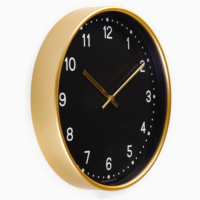 фото Часы настенные, серия: классика, плавный ход, d-30.5 см, золото тройка
