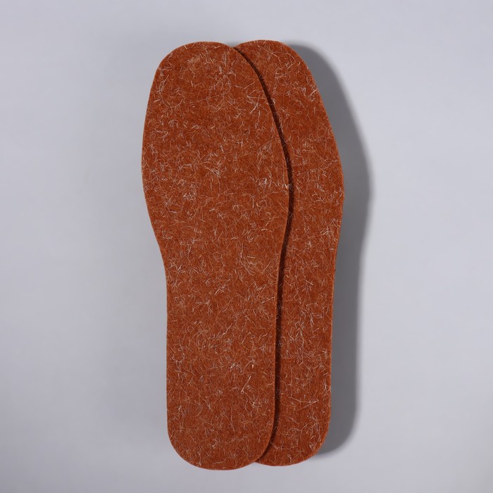 фото Стельки для обуви, утеплённые, универсальные, р-р ru до 44 (р-р пр-ля до 45), 28 см, пара, цвет коричневый onlitop