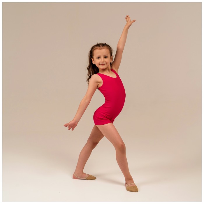 фото Купальник гимнастический grace dance, с шортами, без рукавов, р. 28, цвет малина
