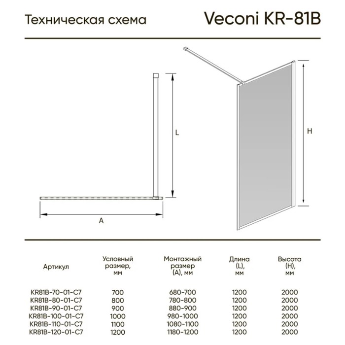 Душевое ограждение Veconi Korato KR81B-100-01-C7, 1000х2000 мм, прозрачное стекло, черный
Душевое ограждение Veconi Korato KR81B-100-01-C7, 1000х2000 мм, прозрачное стекло, черный