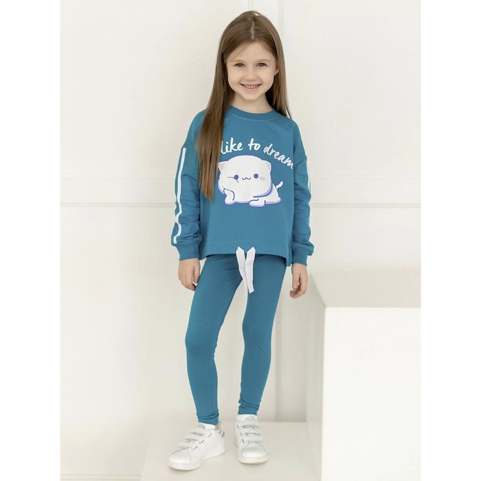 фото Леггинсы для девочки, рост 140 см, цвет изумрудный batik