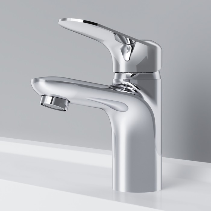 фото Смеситель для раковины am.pm sunny f85c02100, однорычажный, излив 95 мм, латунь, хром