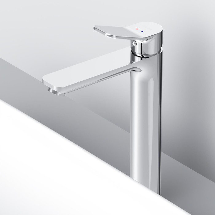 фото Смеситель для раковины am.pm x-joy f85a92000, однорычажный, излив 155 мм, нерж.сталь, хром