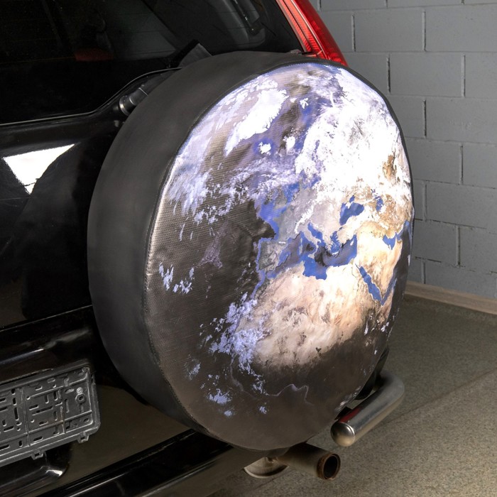 фото Чехол запасного колеса skyway «земля», r16-17, диаметр 77 см, экокожа, полиэстер
