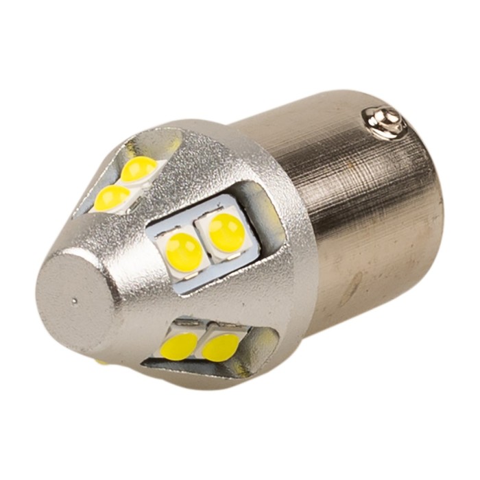 Автолампа диод Skyway S25 (P21W), 12-24 В, 10 SMD диода BA15s, 1-конт биполярная, белая
Автолампа диод Skyway S25 (P21W), 12-24 В, 10 SMD диода BA15s, 1-конт биполярная, белая