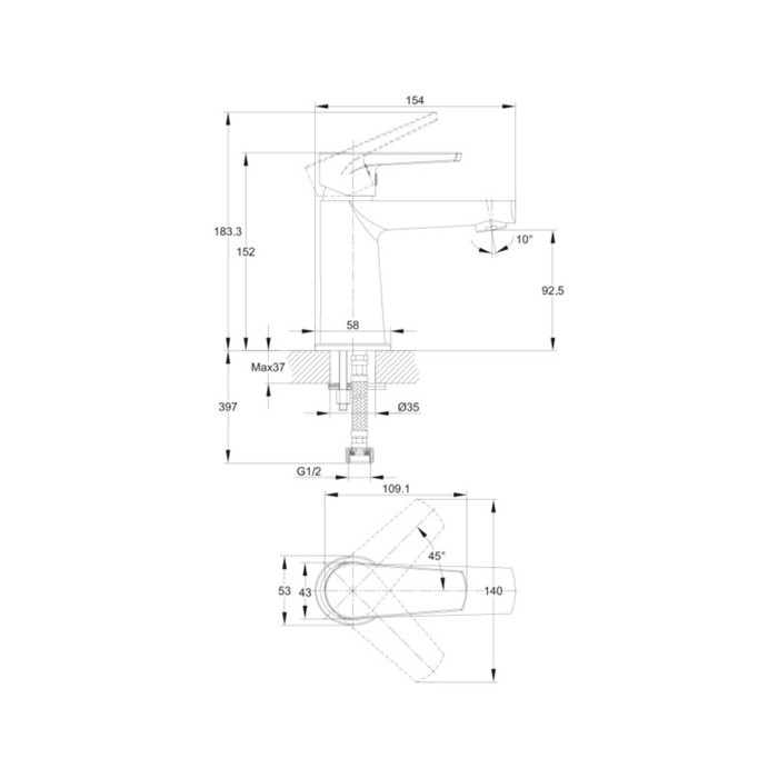 фото Смеситель для раковины cersanit moduo, однорычажный, хром