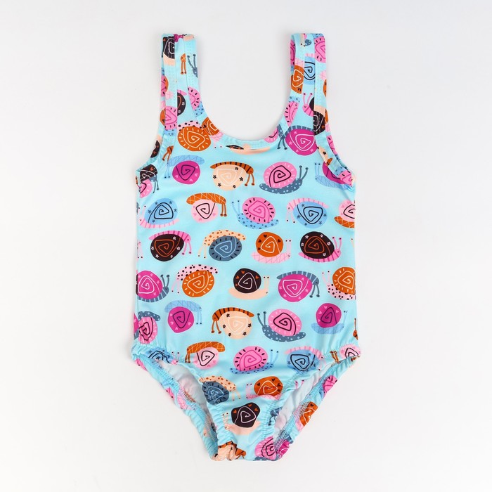фото Купальник для девочки, цвет голубой/улитки, рост 110см let's go