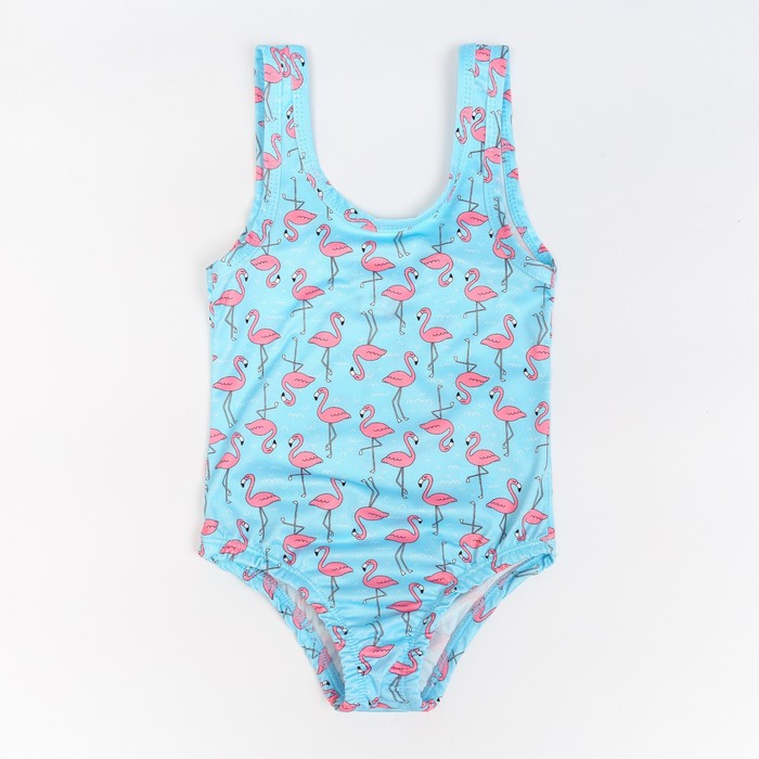 фото Купальник для девочки, цвет голубой/фламинго, рост 128см let's go