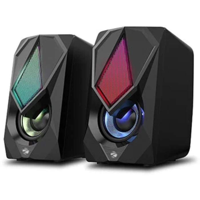 фото Компьютерные колонки 2.0 zebronics warriorii, 2х5 вт, usb, подсветка, чёрные