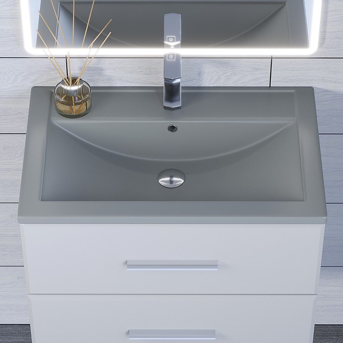 фото Раковина uperwood foster quartz 70 см, кварцевая, серая матовая, бетон