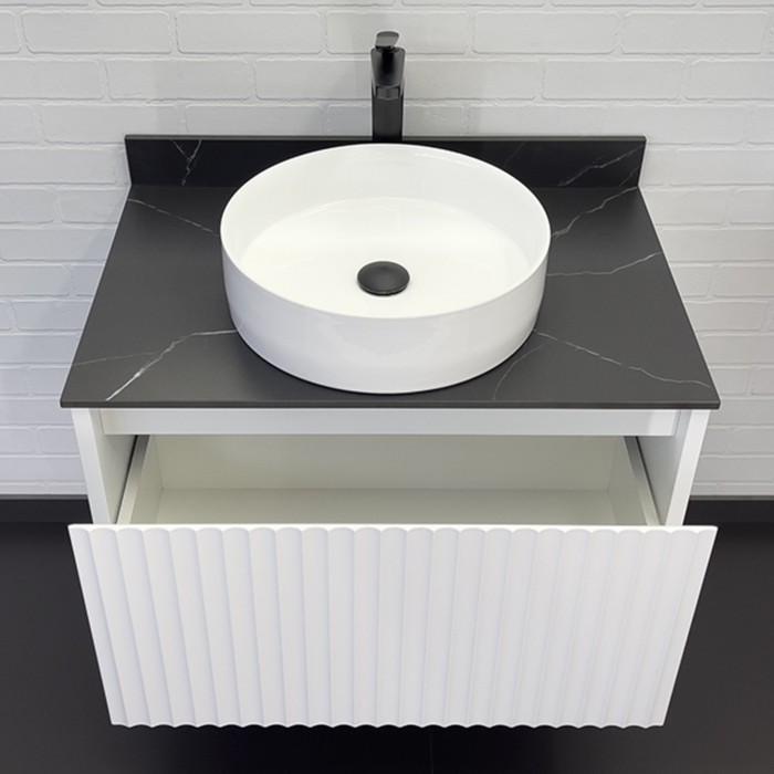 фото Тумба-умывальник comforty «марсель-75», белый матовый со столешницей, с раковиной 9110