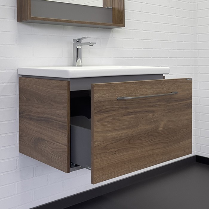 фото Тумба-умывальник comforty «томари-70», дуб тёмно-коричневый с раковиной como 70