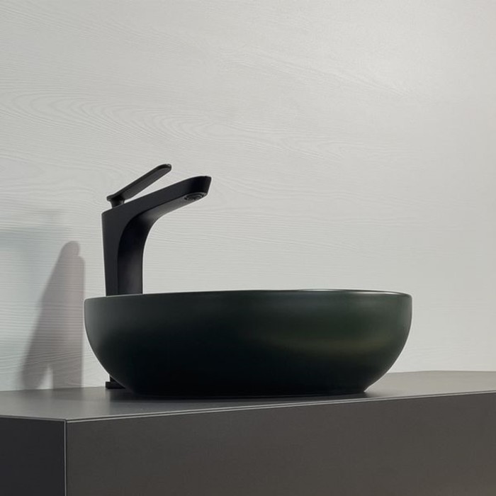 фото Раковина накладная comforty 113mdg, круглая, темно-зеленая, матовая