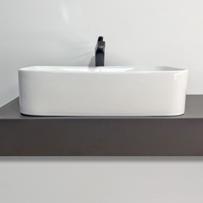 фото Раковина накладная comforty 78575-60, прямоугольная, 61 см, белая