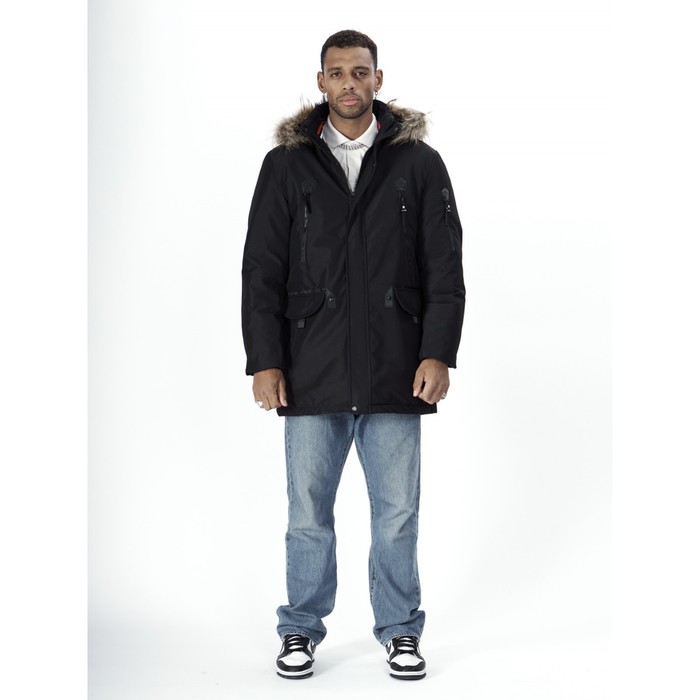 фото Парка мужская зимняя, размер 50, цвет чёрный mtforce