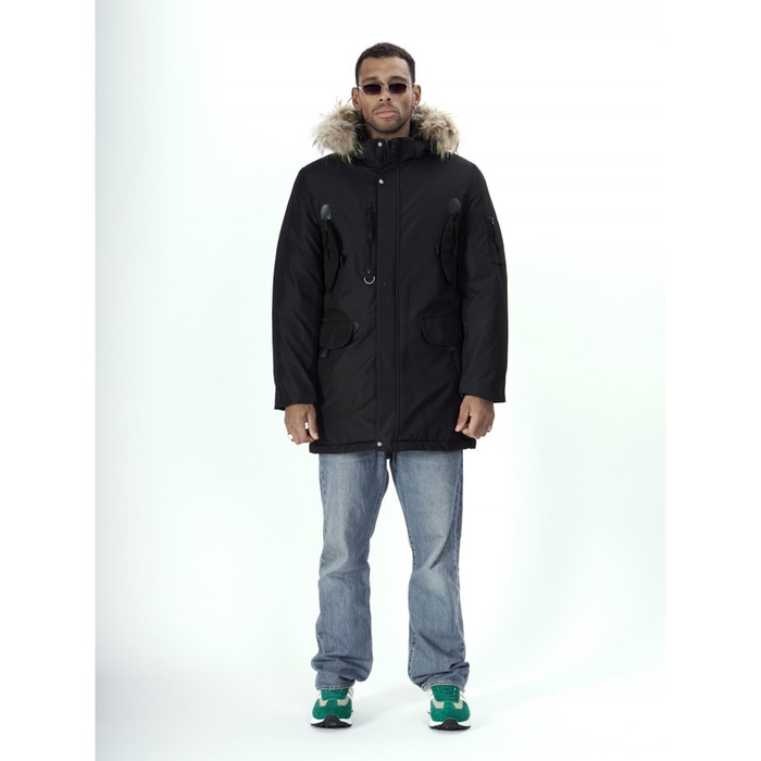фото Парка мужская зимняя, размер 58, цвет чёрный mtforce