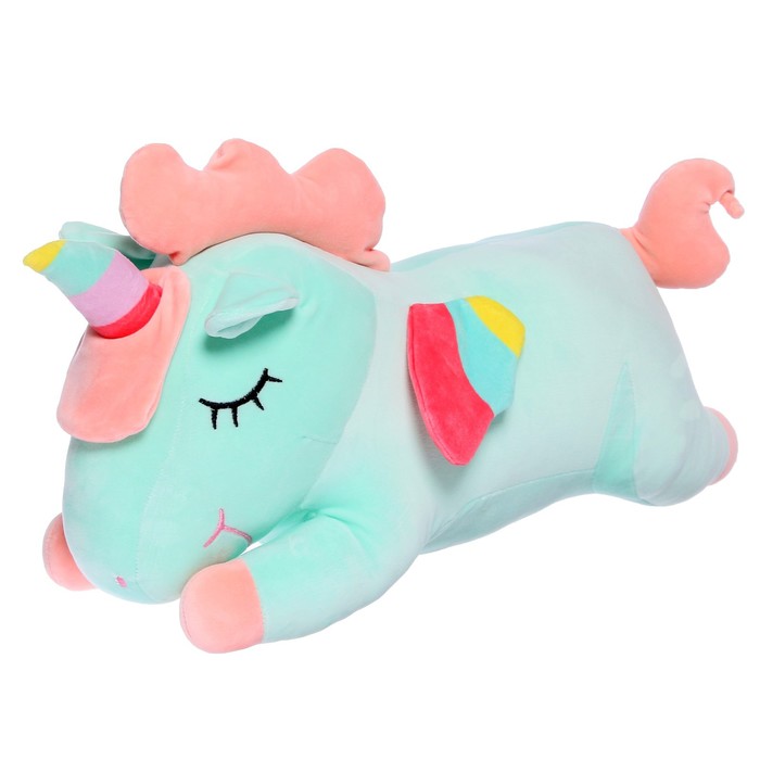 фото Мягкая игрушка-плед «единорожка», 60 см, цвет бирюзовый maxitoys