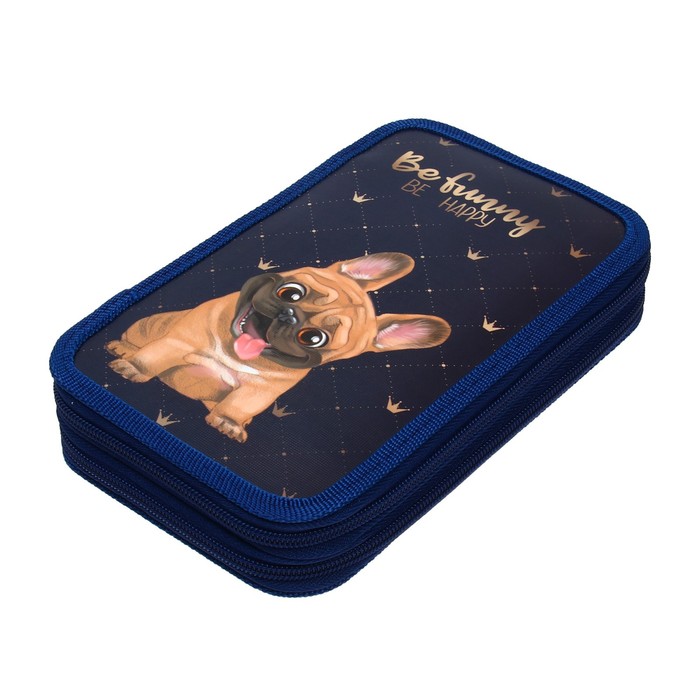 фото Пенал 2 секции, 125 х 205 мм, с наполнением 23 предмета, calligrata "бульдог" ламинированный картон, 30п26/2/set