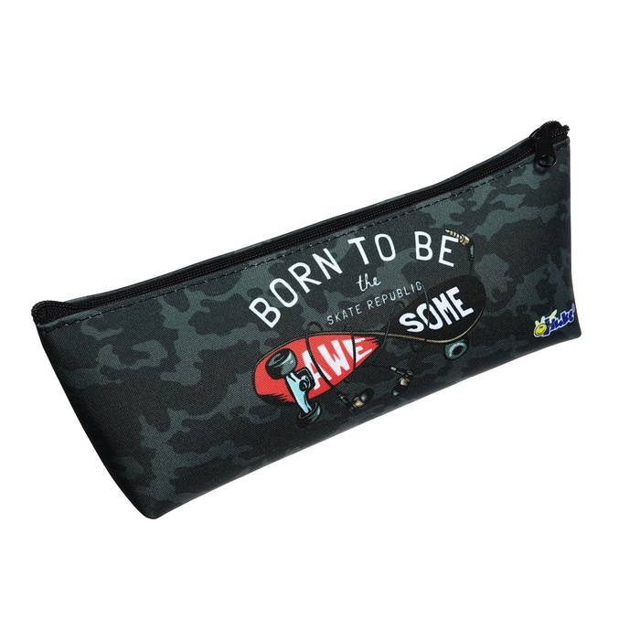 фото Пенал мягкий, 1 отделение, 80 х 190(225) х 40 мм, объёмный, пмо 32-20, skate republic, 70685 оникс