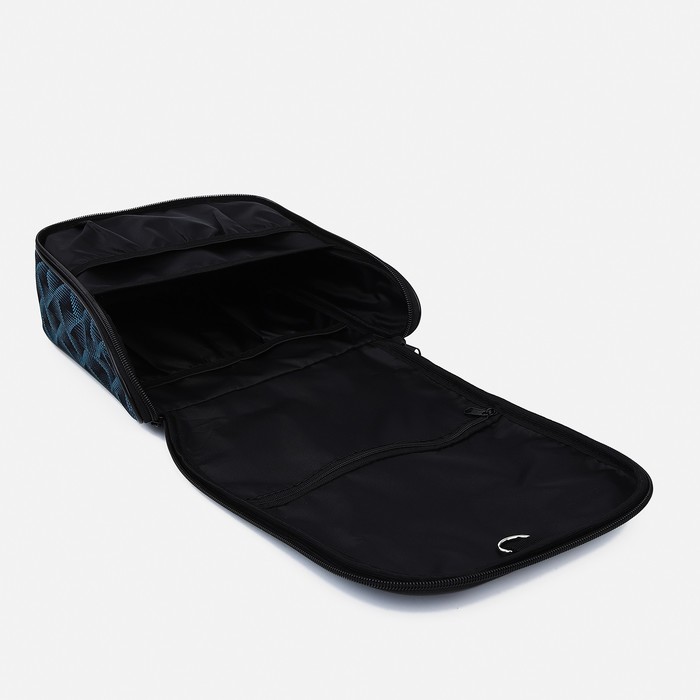 фото Косметичка-несессер 20,5*9*23см, отд на молнии, подклад, ромбы бирюза бако текстиль