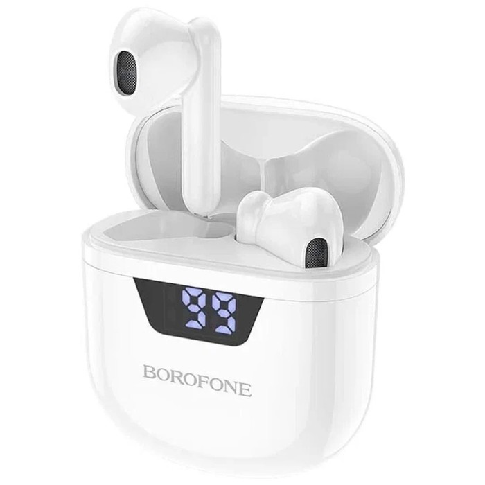 Наушники Borofone BW05 Pure, TWS, вкладыши, Bluetooth 5.1, 30/250 мАч, дисплей, белые
Наушники Borofone BW05 Pure, TWS, вкладыши, Bluetooth 5.1, 30/250 мАч, дисплей, белые
