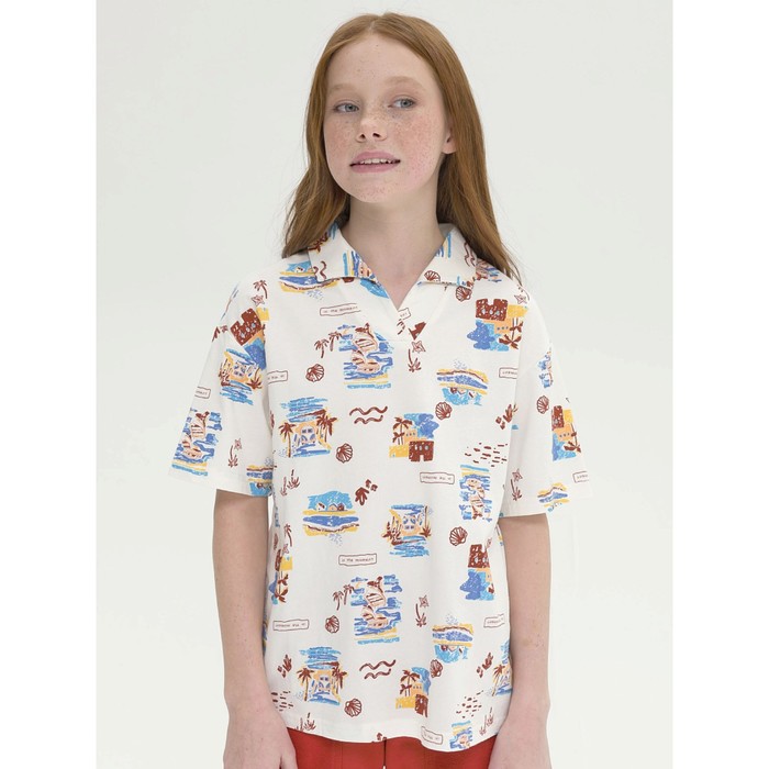 фото Футболка для девочек, рост 134 см, цвет молочный pelican