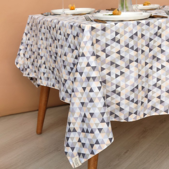 фото Скатерть этель "треугольники" 149х220 см, 80% хл, 20% пэ, сатин 110 г/м2