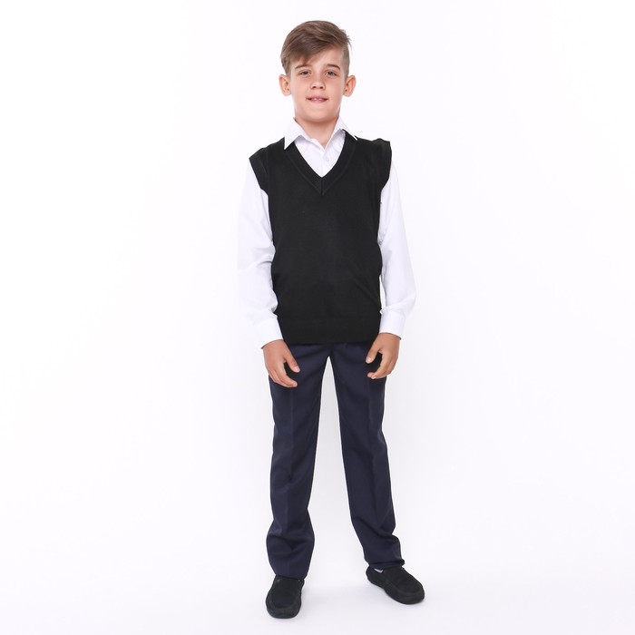 фото Школьный жилет для мальчика, цвет черный, рост 140-146 см modernfeci