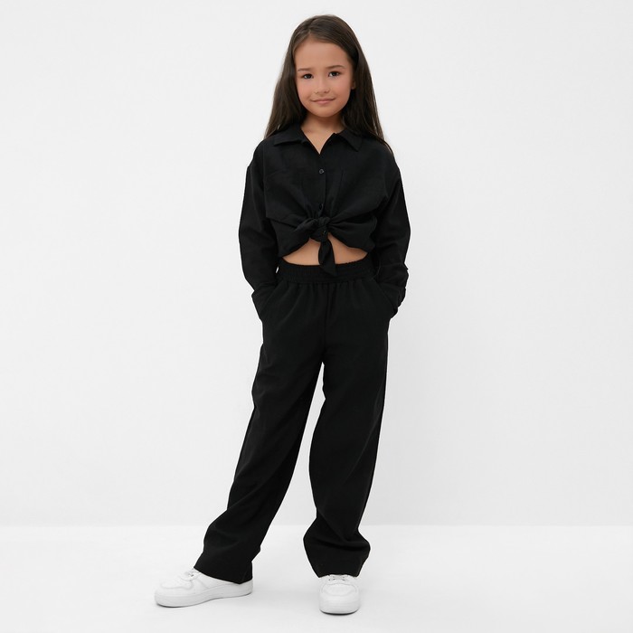 фото Костюм (рубашка и брюки) детский kaftan "лен", р.36 (134-140 см) черный